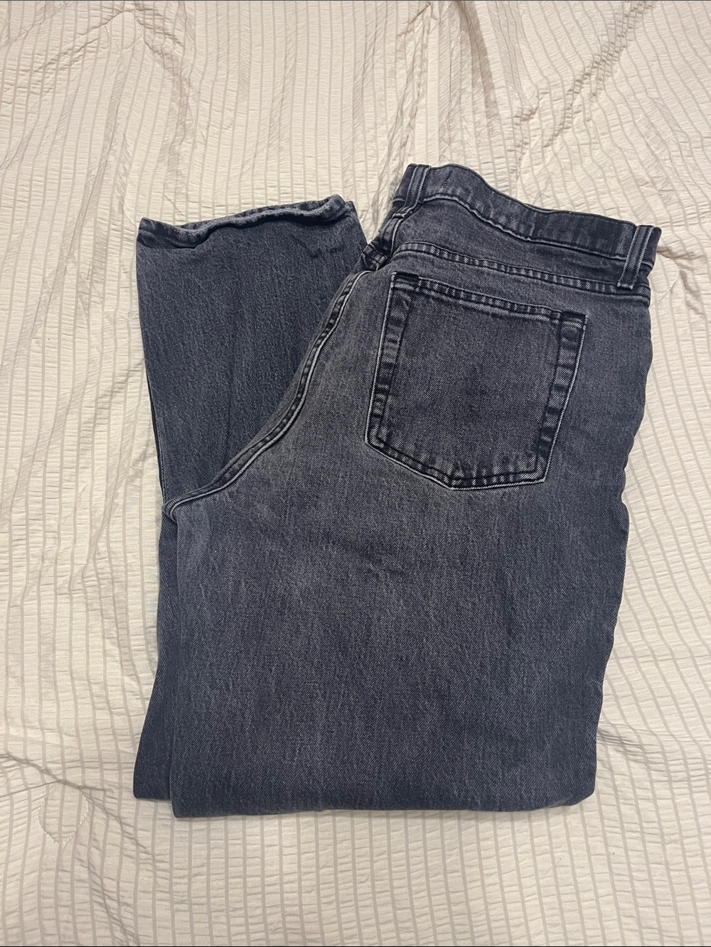 Abercrombie & Fitch Women's Straight-Leg Jeans in Faded Black-Gray